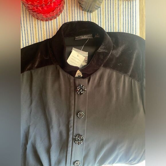 Susan Graver Artisan Bomber Jacket  Womens  Size 16 Peachskin Statement Button - Picture 8 of 14